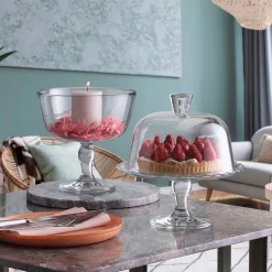 Alzata in vetro Porta Dessert con campana Linea Patisserie diametro 26 cm