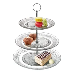 Alzata 3 Piani in vetro Porta Dessert Patisserie