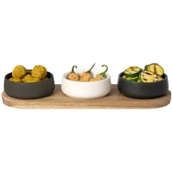 Antipastiera con 3 Ciotole Linea Acacia 30x10 cm