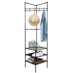 Appendiabiti Multiuso con 3 Ripiani Nero