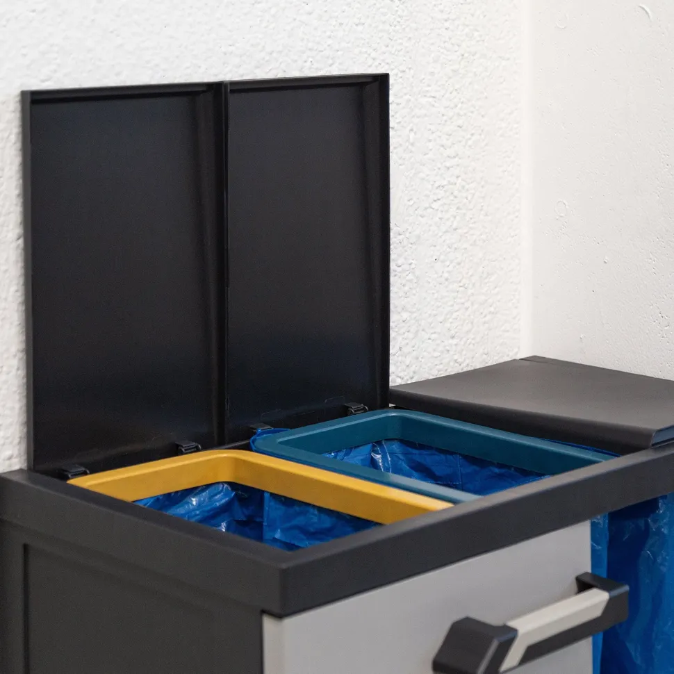 Armadio per raccolta differenziata Prime 3 Scomparti Antracite Scuro/Grigio Tortora h88x66x40 cm