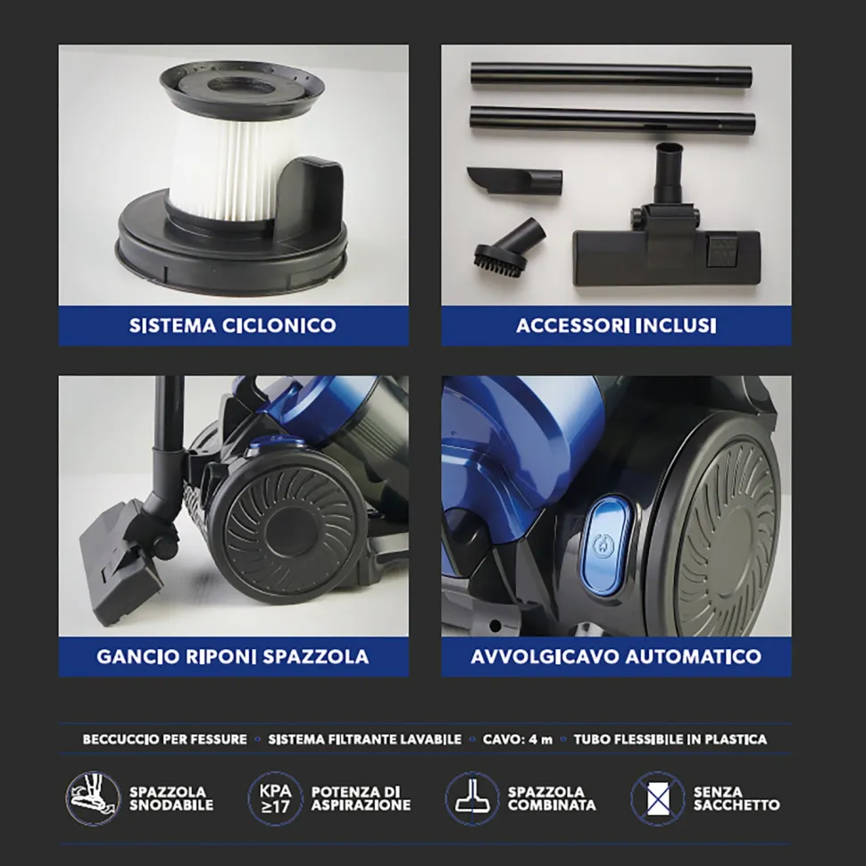 Aspirapolvere Ciclonico Top Cyclonic Serie 8803-1 800 Watt