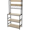 Banco cucina 3 ripiani e 2 mensole in legno truciolare e metallo nero Linea Hamilton