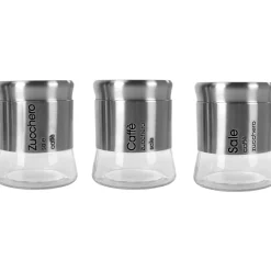 Barattoli in vetro e acciaio inox set da 3 pezzi