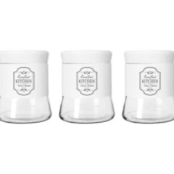 Barattoli in vetro e latta set da 3 pezzi colore bianco