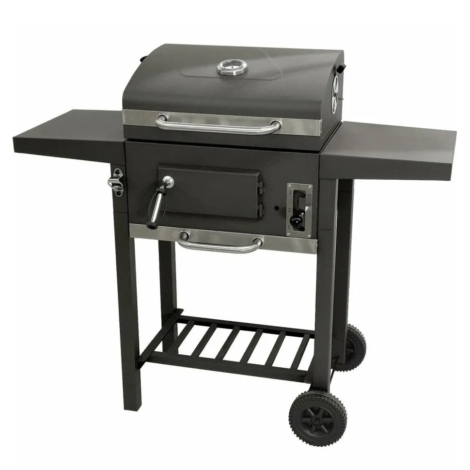 Barbecue a Carbone con Coperchio e Termometro Integrato