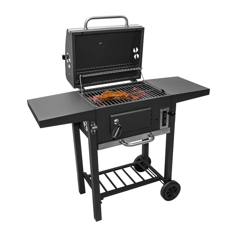 Barbecue a Carbone con Coperchio e Termometro Integrato