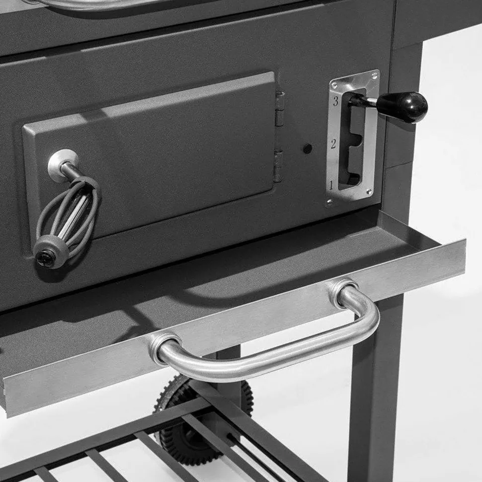 Barbecue a Carbone con Coperchio e Termometro Integrato