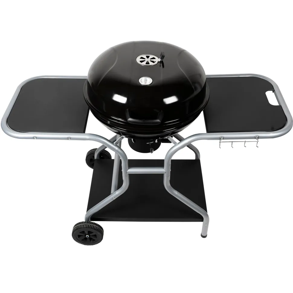 Barbecue a Carbone con Coperchio Smaltato e Griglie in Acciaio Cromato