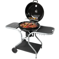 Barbecue a Carbone con Coperchio Smaltato e Griglie in Acciaio Cromato
