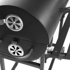 Barbecue a Carbone con Griglie in Acciaio Inox e Coperchio con Ruote e Termometro