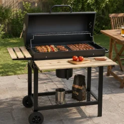 Barbecue con coperchio e ruote h103x108x71cm