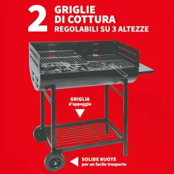 Barbecue con griglie in metallo cromato