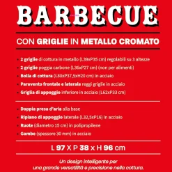 Barbecue con griglie in metallo cromato