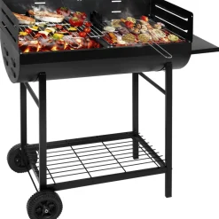 Barbecue con griglie in metallo cromato