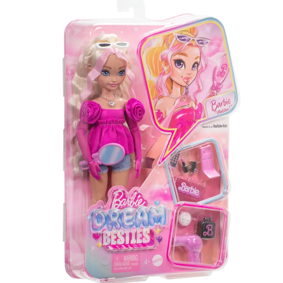 Barbie Dream Besties Bambola Malibu con 8 Accessori a Tema Capelli & Make-Up