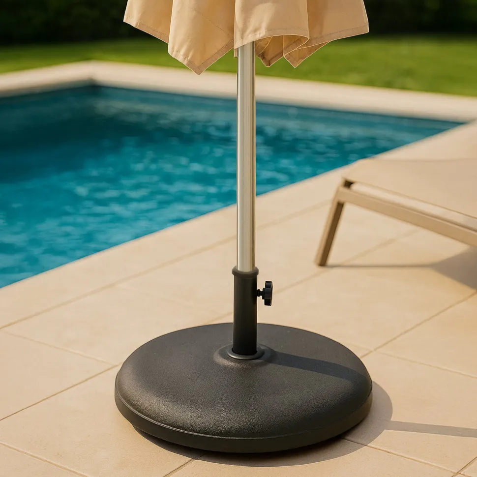 Base Ombrellone Tonda in cemento Nero 25kg diametro 50 cm