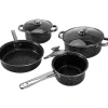 Batteria di Pentole Black Antiaderenti Marmorizzate 7 Pezzi