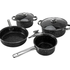 Batteria di Pentole Black Antiaderenti Marmorizzate 7 Pezzi