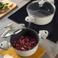 Batteria di Pentole e Padelle 8 Pezzi Effetto Pietra in Alluminio Forgiato Grey