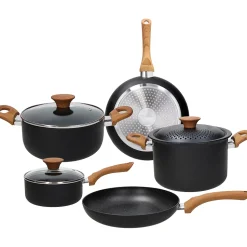 Batteria di Pentole e Padelle Linea Rock in Wood