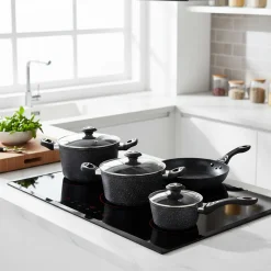 Batteria di Pentole 10 pezzi Effetto Pietra in Alluminio Pressofuso CookStone