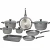 Batteria di Pentole 12 Pezzi in alluminio grigio Linea Phaetra Style