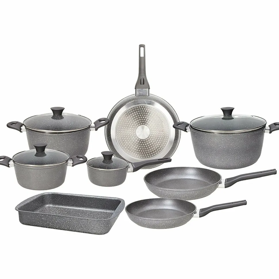 Batteria di Pentole 12 Pezzi in alluminio grigio Linea Phaetra Style