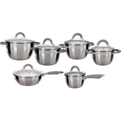 Batteria di Pentole 12 Pezzi in Acciaio Inox Linea Grey Diamond