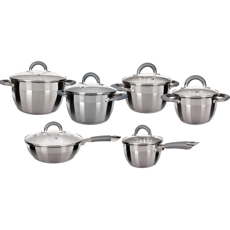 Batteria di Pentole 12 Pezzi in Acciaio Inox Linea Grey Diamond