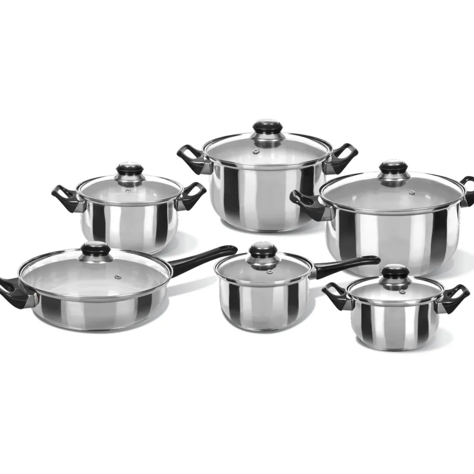 Batteria di Pentole 12 pezzi in acciaio Linea Stile Mediterraneo