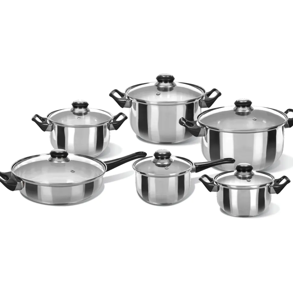 Batteria di Pentole 12 pezzi in acciaio Linea Stile Mediterraneo