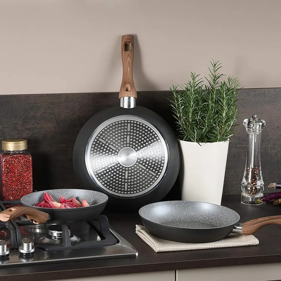 Batteria di Pentole 12 pezzi in alluminio Grigio Linea Wild Stone
