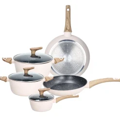 Batteria Pentole e Padelle 8 pezzi in alluminio Beige Linea Vanilla