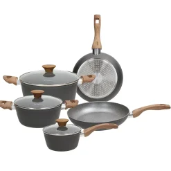Batteria Pentole e Padelle 8 Pezzi in Alluminio Grigio Linea Great Stone