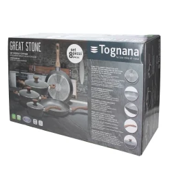 Batteria Pentole e Padelle 8 Pezzi in Alluminio Grigio Linea Great Stone