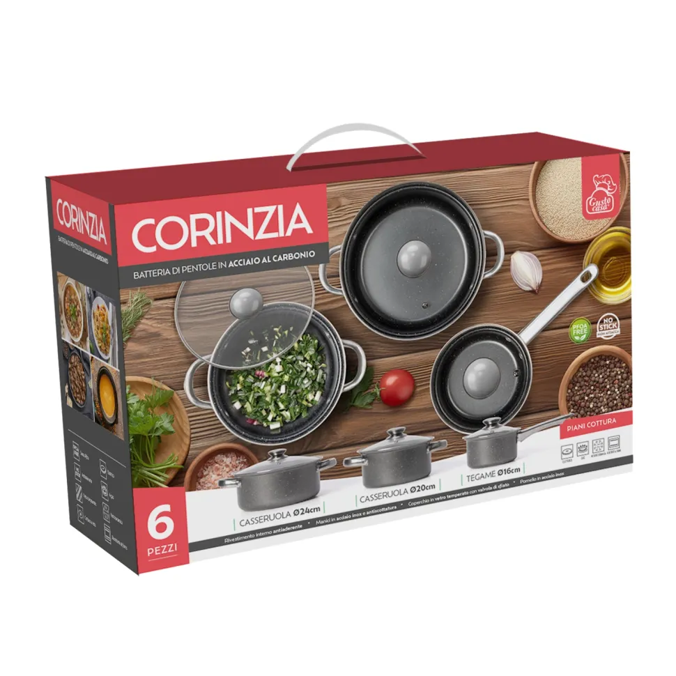 Batteria Pentole 6 pezzi Corinzia