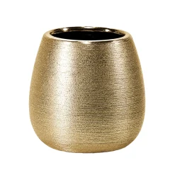 Bicchiere Porta Spazzolini Bagno in Stoneware Oro