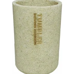 Bicchiere porta spazzolini beige da bagno