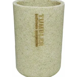 Bicchiere porta spazzolini beige da bagno
