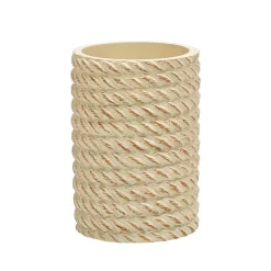 Bicchiere Porta Spazzolini Effetto Corda Beige