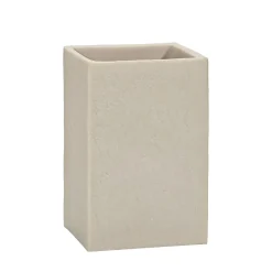Bicchiere Porta Spazzolini Effetto Materico Beige