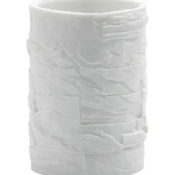 Bicchiere Porta Spazzolini Effetto Pietra Bianco