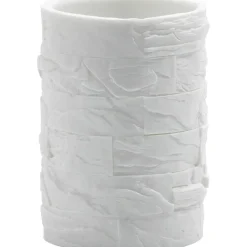 Bicchiere Porta Spazzolini Effetto Pietra Bianco
