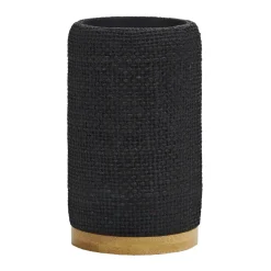 Bicchiere Porta Spazzolini in Poliresina Nero e Bamboo
