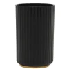 Bicchiere Porta Spazzolini in Polipropilene Nero Rigato e Bamboo