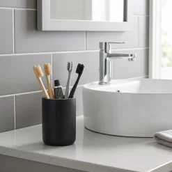 Bicchiere Porta Spazzolini in Poliresina Nero