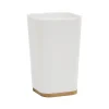 Bicchiere Porta Spazzolini in Polistirene Bianco e Bamboo