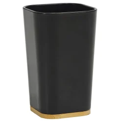 Bicchiere Porta Spazzolini in Polistirene Nero e Bamboo