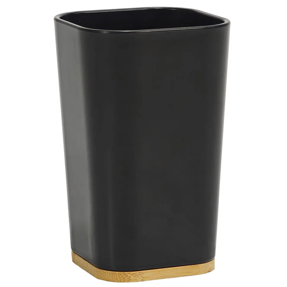 Bicchiere Porta Spazzolini in Polistirene Nero e Bamboo